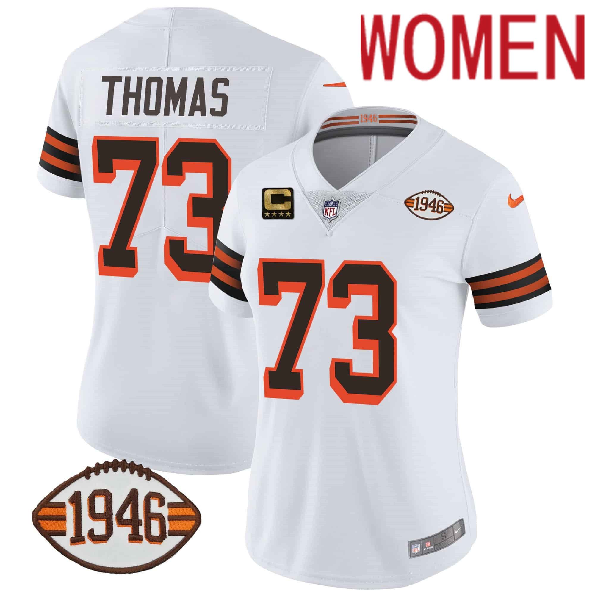 Women Cleveland Browns #73 Thomas White 1946 75th Anniversary Patch 2024 Nike NFL Jersey->women nfl jersey->Women Jersey
